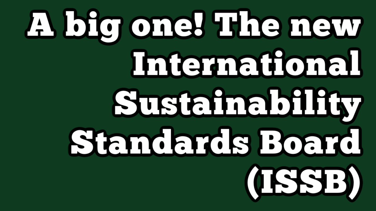 A Big One! The New International Sustainability Standards Board (ISSB ...